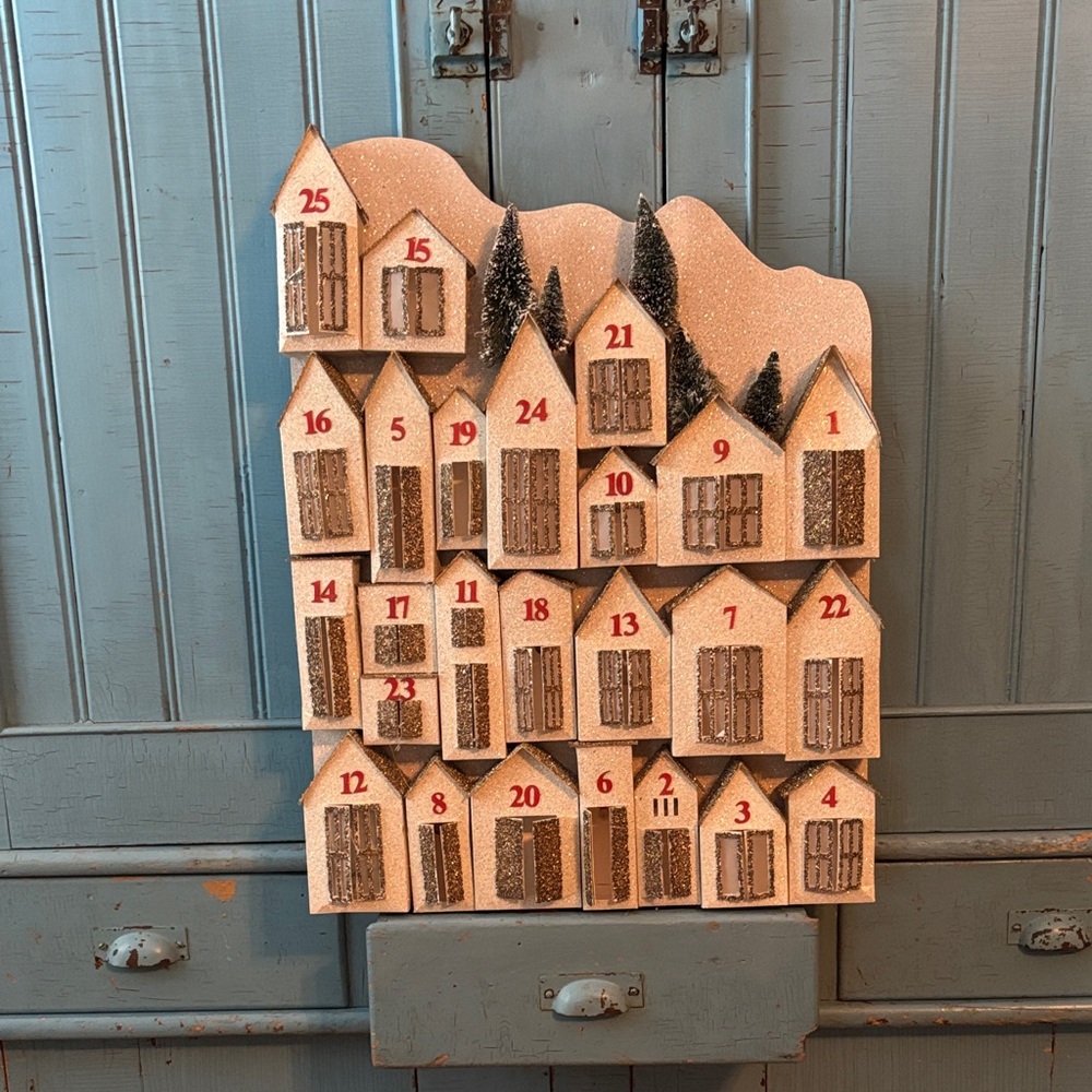 Pottery Barn lit glitter houses advent calendar